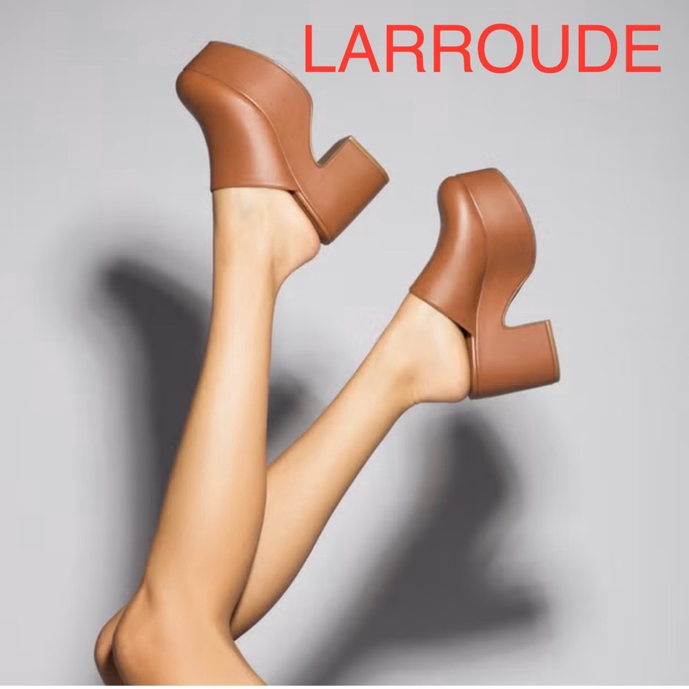 LARROUDE MISO Platform Clog in Caramel Leather, so comfortable. Be Summer Ready - Picture 1 of 14